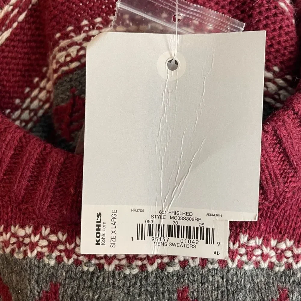 5‎ for $25🔥Croft & Barrow Burgundy Fairisle Knit Sweater XL- New